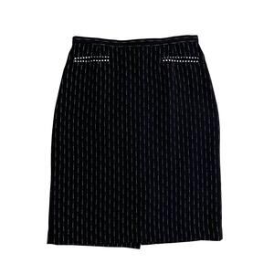 Alberto Makali Women’s Size 8 Medium Black Stripe Knee Length Lined Pencil Skirt